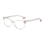 High Heel Temple Cat Eye Blue Light Blocking Glasses in Crystal Clear with Blush Pink Heel Tips