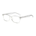 Oval Rivet Rectangle Blue Light Blocking Glasses in Crystal Clear