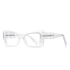 Faceted Prism Cat Eye Blue Light Blocking Glasses in Crystal Clear