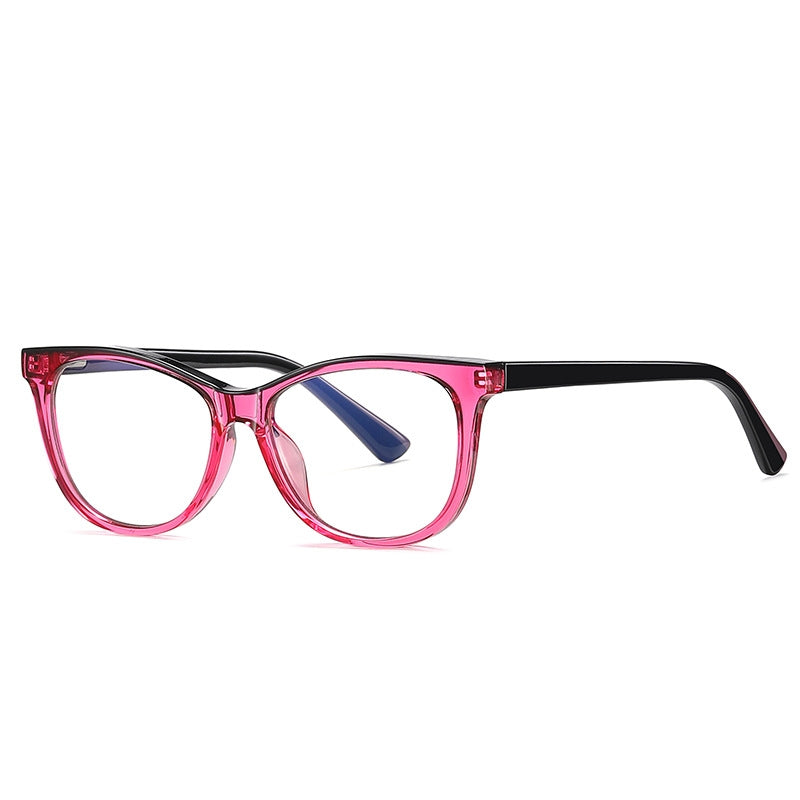 Colorblock Temple Cat Eye Blue Light Blocking Glasses in Clear & Neon Lime