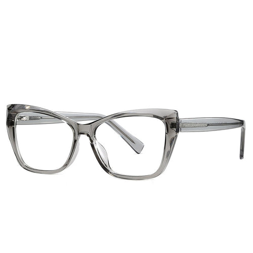 Beveled Cat Eye Blue Light Blocking Glasses in Translucent Smoke Grey
