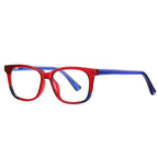 Dipped Corner Square Blue Light Blocking Glasses in Clear with Yellow Accent