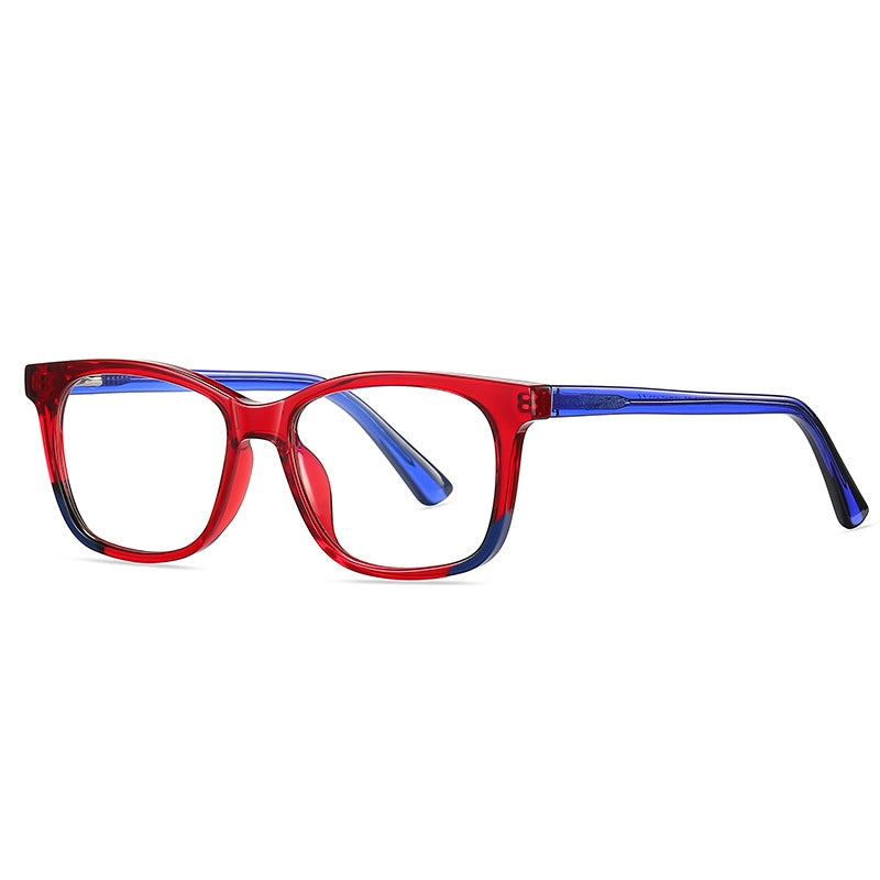 Dipped Corner Square Blue Light Blocking Glasses in Clear with Yellow Accent