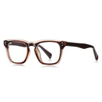 Dual Rivet Square Blue Light Blocking Glasses in Tortoiseshell and Clear Two-Tone Frame