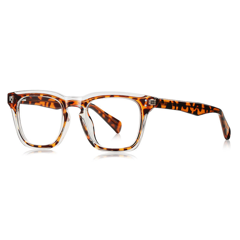 Dual Rivet Square Blue Light Blocking Glasses in Transparent Smoke Grey Crystal Frame