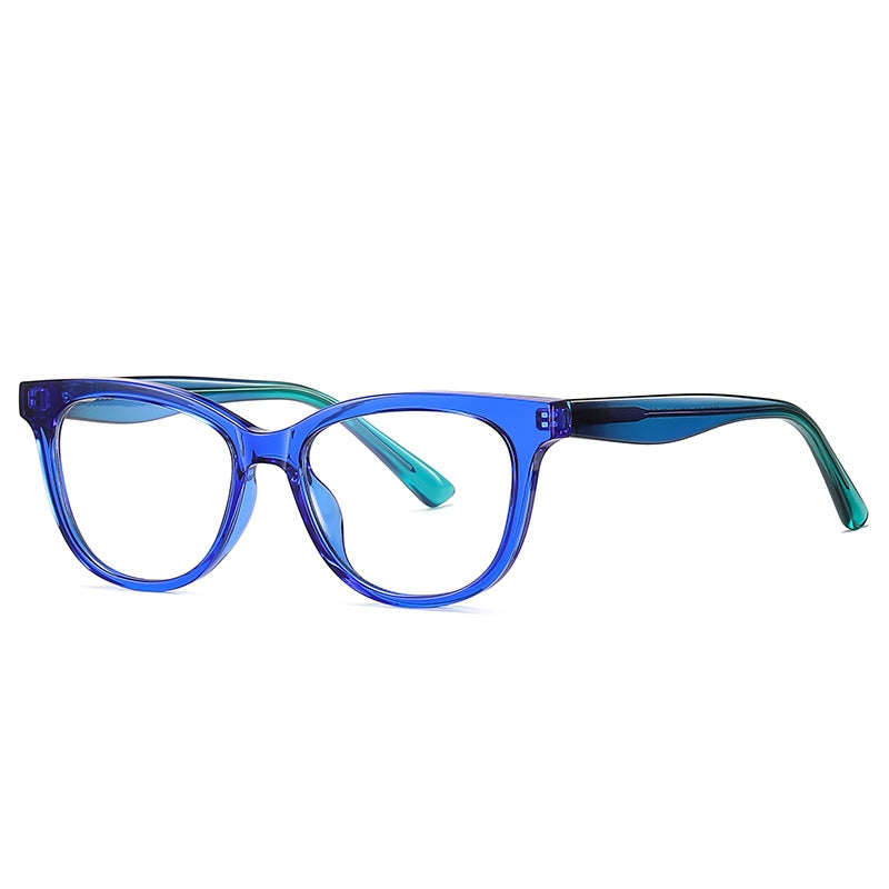 Two-Tone Layered Cat Eye Blue Light Blocking Glasses in Clear & Mint Green