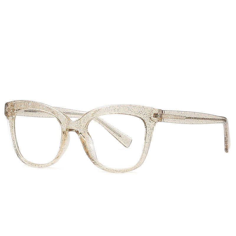 Glitter Cat Eye Blue Light Blocking Glasses in Champagne Gold Glitter