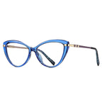 Banded Temple Cat Eye Blue Light Blocking Glasses in Amethyst Purple