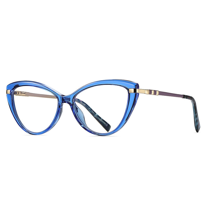 Banded Temple Cat Eye Blue Light Blocking Glasses in Amethyst Purple
