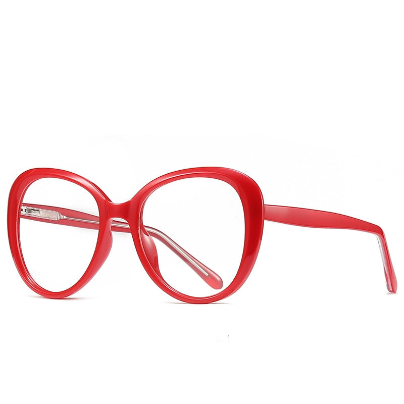 Oversized Round Butterfly Blue Light Blocking Glasses in Vibrant Cherry Red