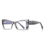 Faceted Prism Cat Eye Blue Light Blocking Glasses in Translucent Smoke Grey
