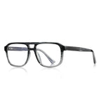 Braided Temple Navigator Blue Light Blocking Glasses in Translucent Smoke Grey Woodgrain