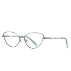 Knotted Temple Metal Cat Eye Blue Light Blocking Glasses in Silver & Mint