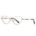 Knotted Temple Metal Cat Eye Blue Light Blocking Glasses in Pale Gold & Black