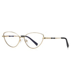 Knotted Temple Metal Cat Eye Blue Light Blocking Glasses in Pale Gold & Black