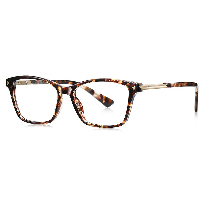 LENSVA Triangle Accent Rectangle Blue Light Blocking Glasses in Glossy Black
