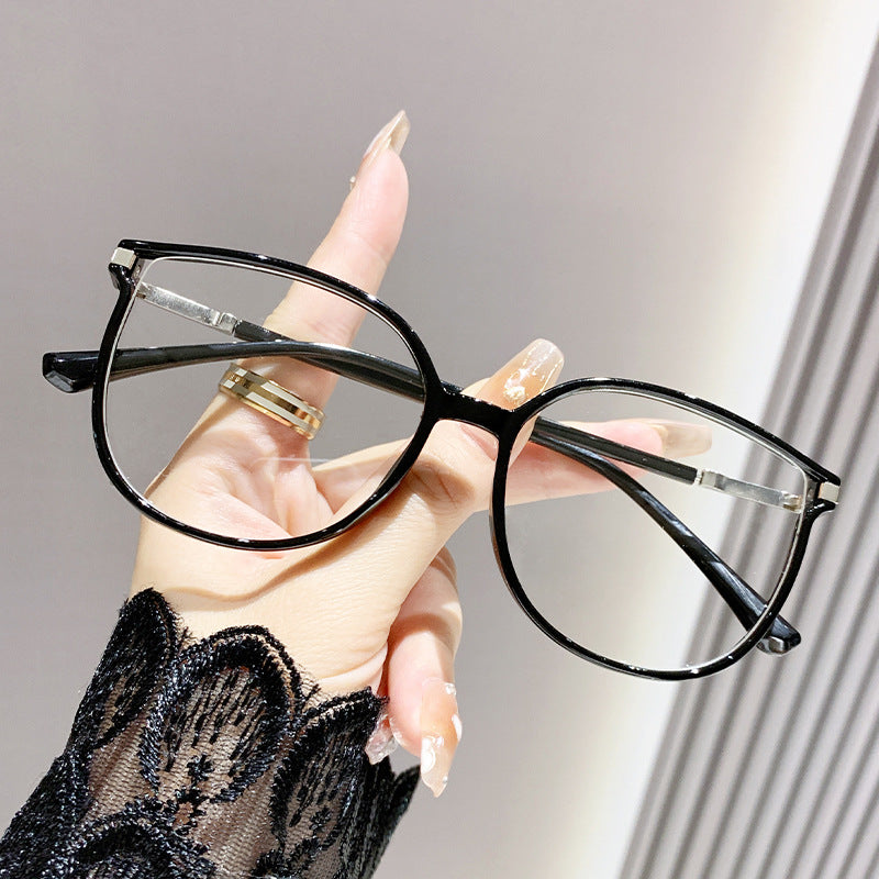 Oversized Rounded Square Blue Light Blocking Glasses in Glossy Black