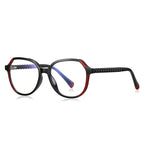 Braided Temple Geometric Blue Light Blocking Glasses in Black & Red