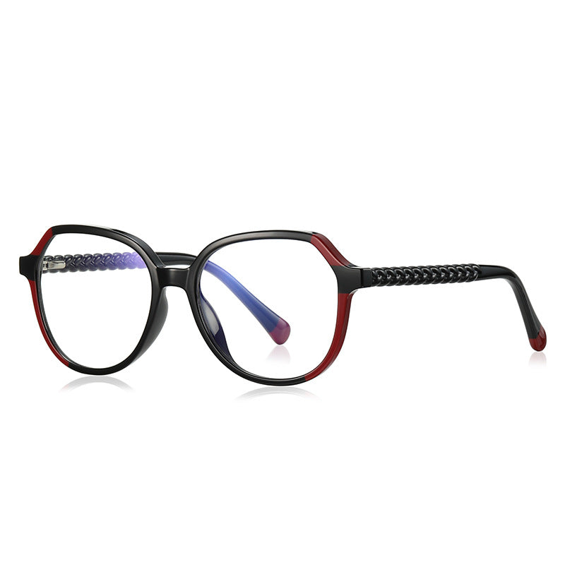Braided Temple Geometric Blue Light Blocking Glasses in Black & Red