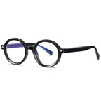 Thick Round Blue Light Blocking Glasses in Glossy Black