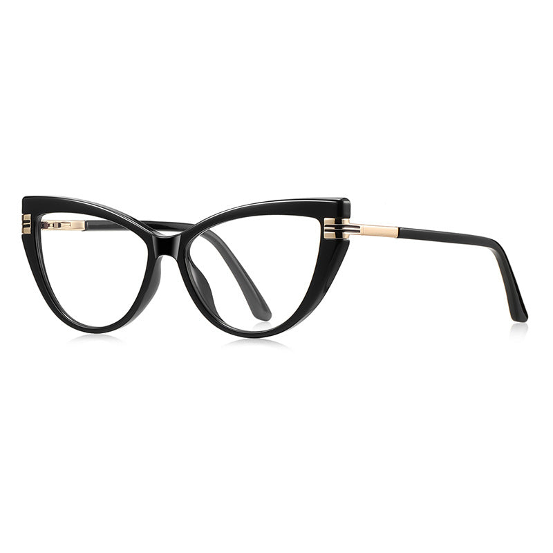Winged Cat Eye Blue Light Blocking Glasses in Glossy Black
