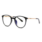 Vintage Keyhole Round Blue Light Blocking Glasses in Glossy Black & Gold