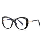 Triple Bar Butterfly Blue Light Blocking Glasses in Glossy Solid Black