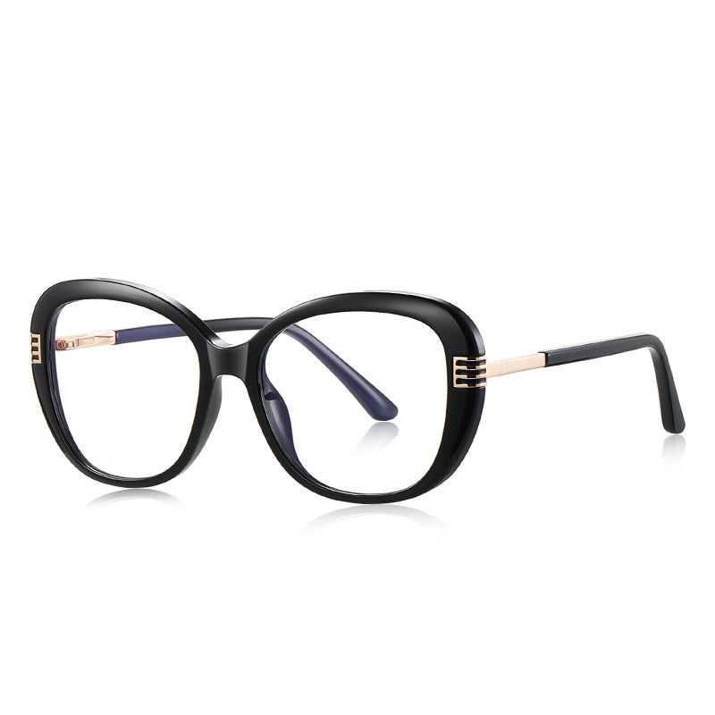 Triple Bar Butterfly Blue Light Blocking Glasses in Glossy Solid Black