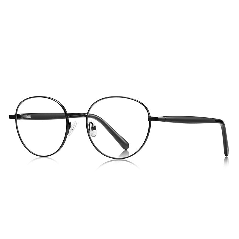 Filigree Metal Round Blue Light Blocking Glasses in Matte Black