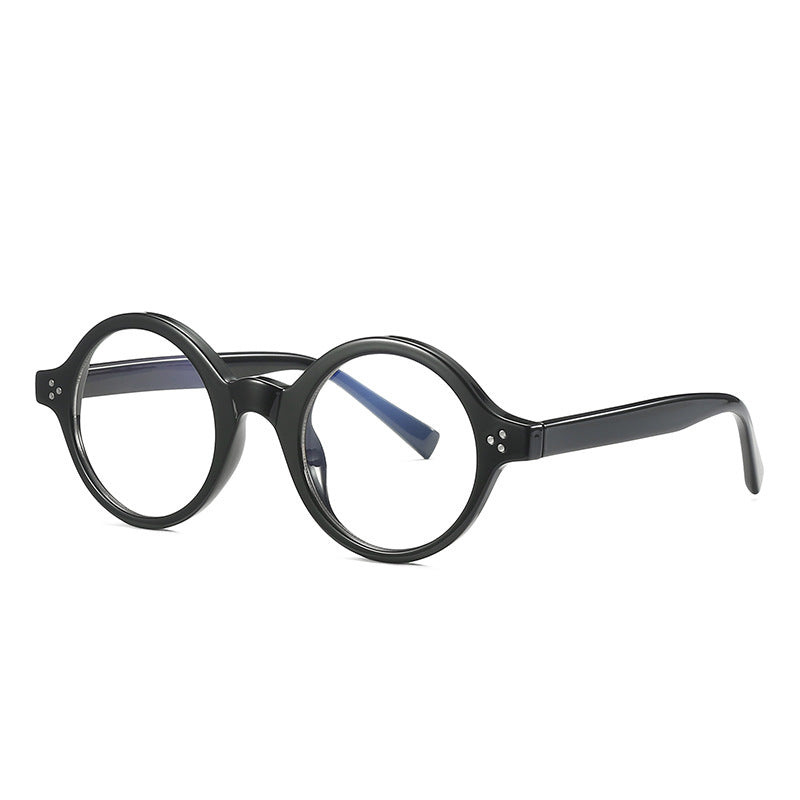Triple Dot Round Blue Light Blocking Glasses in Glossy Black