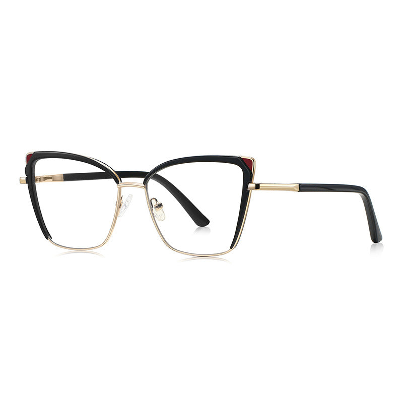 Triangle Accent Butterfly Blue Light Blocking Glasses in Black & Crimson Red