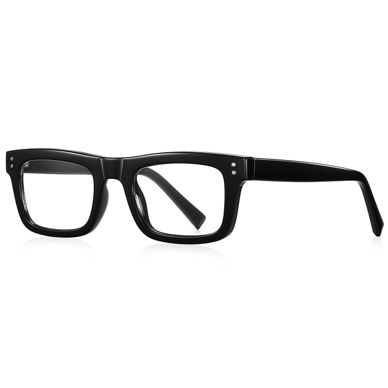 Tailored Rectangle Blue Light Blocking Glasses in Glossy Black