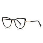 Metal Bridge Cat Eye Blue Light Blocking Glasses in Glossy Solid Black