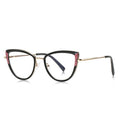Wingtip Inset Cat Eye Blue Light Blocking Glasses in Black & Crimson Pink