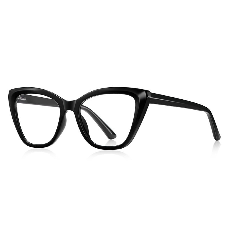 High-Point Cat Eye Blue Light Blocking Glasses in Glossy Black