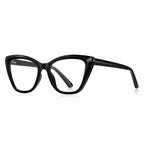 High-Point Cat Eye Blue Light Blocking Glasses in Glossy Black