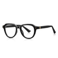 Dual Rivet Crown Panto Blue Light Blocking Glasses in Glossy Solid Black