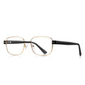Block Hinge Metal Square Blue Light Blocking Glasses in Gold with Black Temples