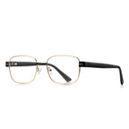 Block Hinge Metal Square Blue Light Blocking Glasses in Gold with Black Temples