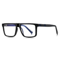 LENSVA Ribbed Band Flat Top Blue Light Glasses in Glossy Black