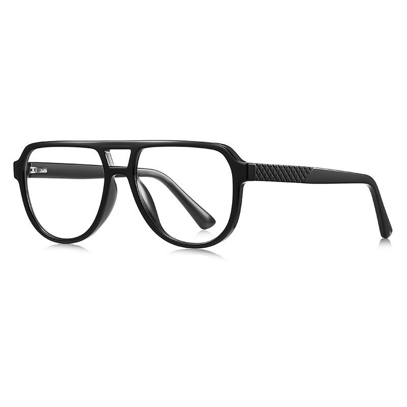 LENSVA Diamond Knurl Aviator Blue Light Glasses in Glossy Black