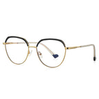 LENSVA Glitter Brow Round Spring Hinge Blue Light Glasses in Black and Gold