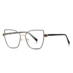 Geometric Metal Cat Eye Blue Light Blocking Glasses in Black &amp; Gold