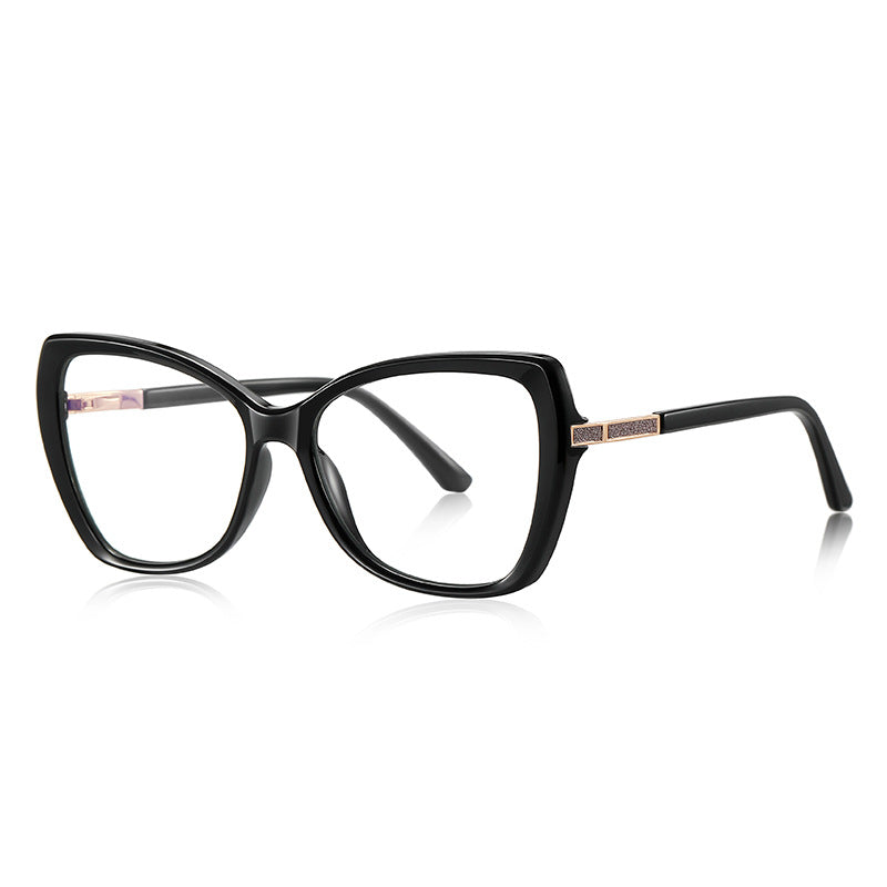 Glitter Bar Butterfly Blue Light Blocking Glasses in Glossy Solid Black