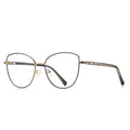 Slotted Temple Butterfly Spring Hinge Blue Light Blocking Glasses in Gold with Indigo Purple Rims and Slotted Temples