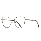 Slotted Temple Butterfly Spring Hinge Blue Light Blocking Glasses in Gold with Indigo Purple Rims and Slotted Temples