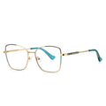 Colorblock Metal Butterfly Blue Light Blocking Glasses in Gold with Black & Teal Enamel