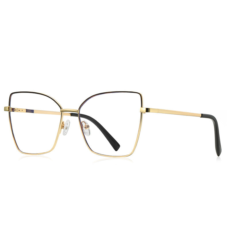 Gradient Rim Metal Butterfly Blue Light Blocking Glasses in Gold Metal with Black to Gold Gradient Rim