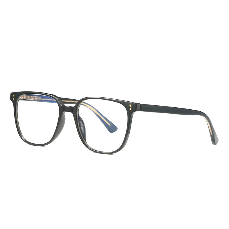 Engraved Wire Core Square Blue Light Blocking Glasses in Glossy Solid Black