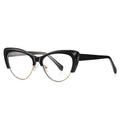 Winged Browline Cat Eye Blue Light Blocking Glasses in Glossy Solid Black